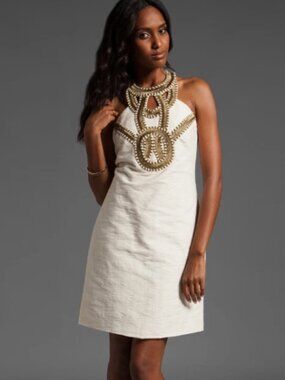 Trina Turk Nubia Women's size 10 Beaded Choker Collar Dress